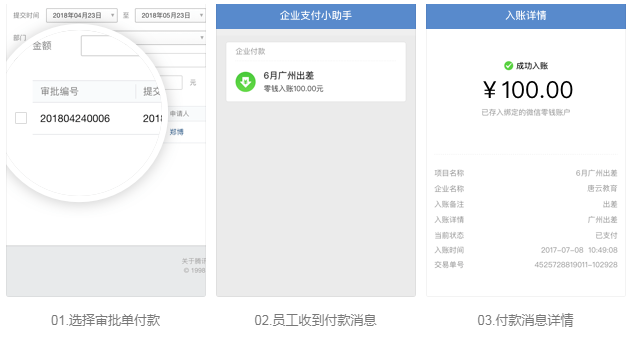 企业微信向员工付款应用功能介绍：从审批付款！